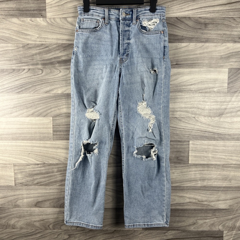 Wild Fable Highest Rise Slim Straight Jeans Women's Size 2 Blue Button Fly Light
